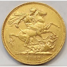 AUSTRALIA 1882 . ONE 1 SOVEREIGN . MELBOURNE . GOLD